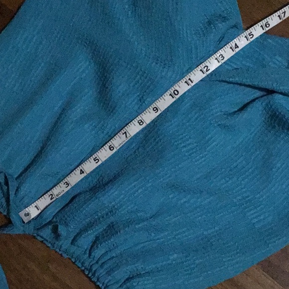 Turquoise silk jacquard, lined, pull on pants. EUC Roomy Small - Picture 6 of 6